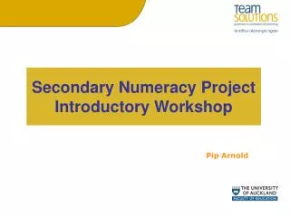 Secondary Numeracy Project Introductory Workshop
