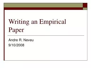 Writing an Empirical Paper