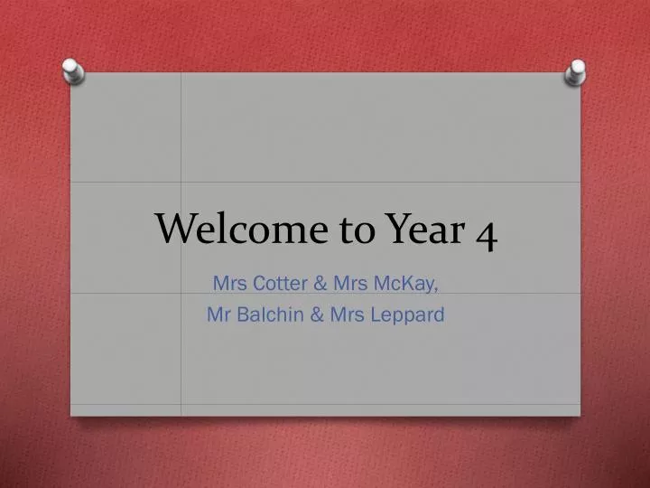 welcome to year 4