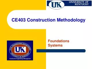 CE403 Construction Methodology