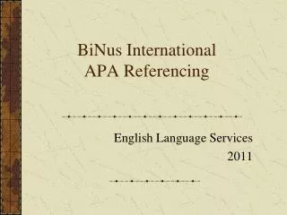 BiNus International APA Referencing