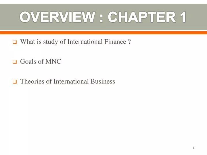 overview chapter 1