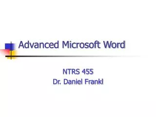 Advanced Microsoft Word