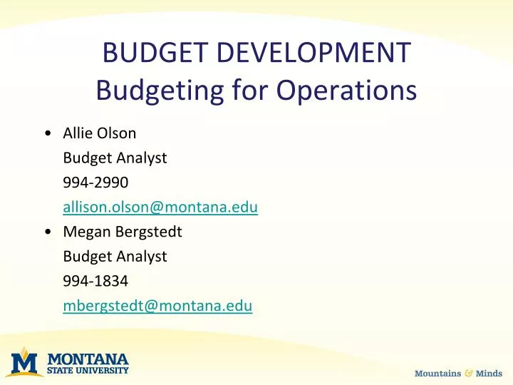 budget development budgeting for operations