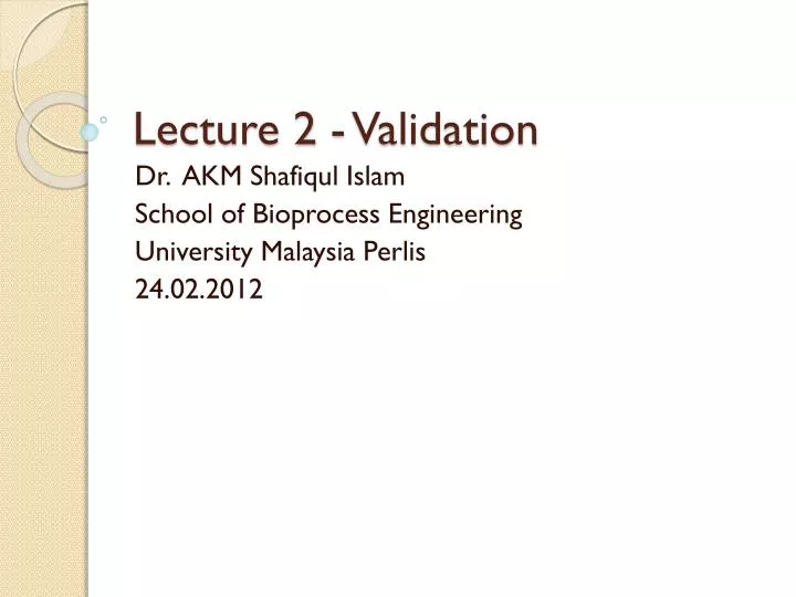 lecture 2 validation