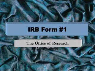 IRB Form #1