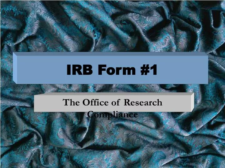 irb form 1