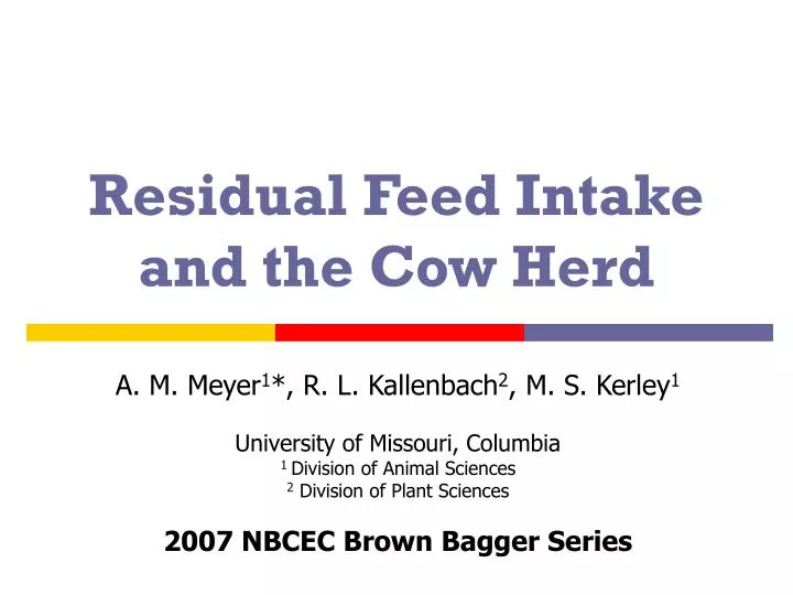 residual feed intake and the cow herd
