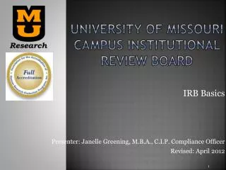 University of Missouri Campus institutional review board