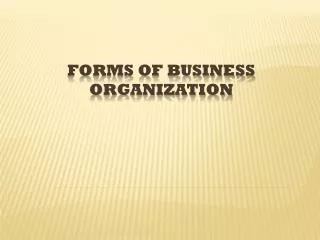 Forms Of Business Organization