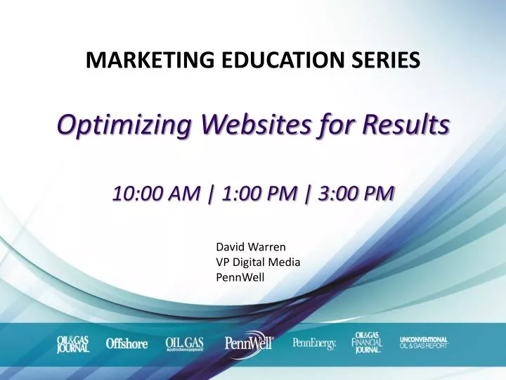 marketing education series optimizing websites for results 10 00 am 1 00 pm 3 00 pm
