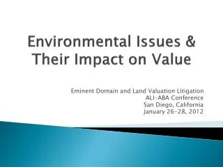 Environmental Issues &amp; Their Impact on Value