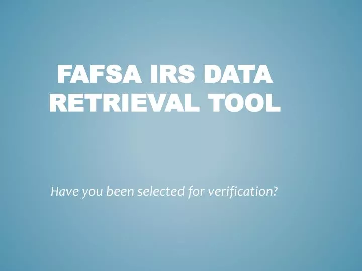fafsa irs data retrieval tool