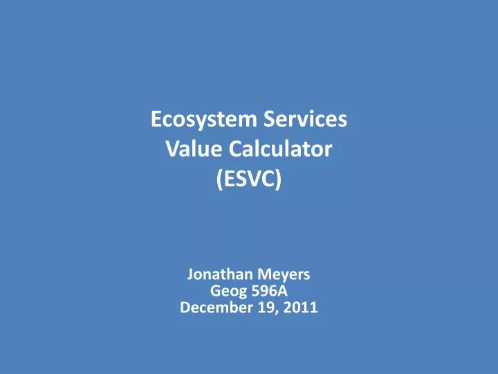 ecosystem services value calculator esvc