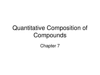 Quantitative Composition of Compounds