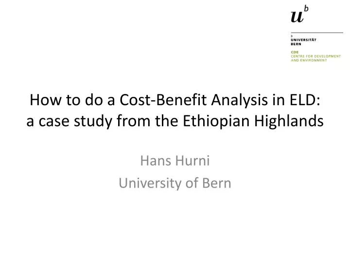 how to do a cost benefit analysis in eld a case study from the ethiopian highlands