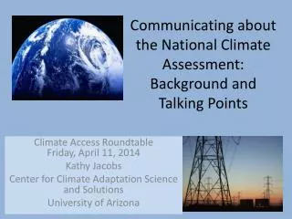 Communicating about the National Climate Assessment: Background and Talking Points