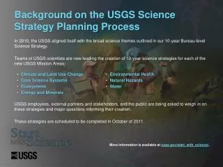 Background on the USGS Science Strategy Planning Process