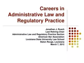 Careers in Administrative Law and Regulatory Practice