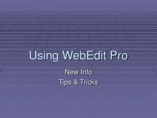 Using WebEdit Pro