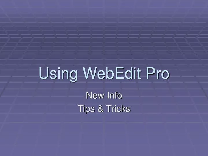 using webedit pro