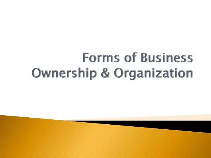 forms of business ownership organization