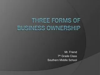 Three Forms of Business Ownership