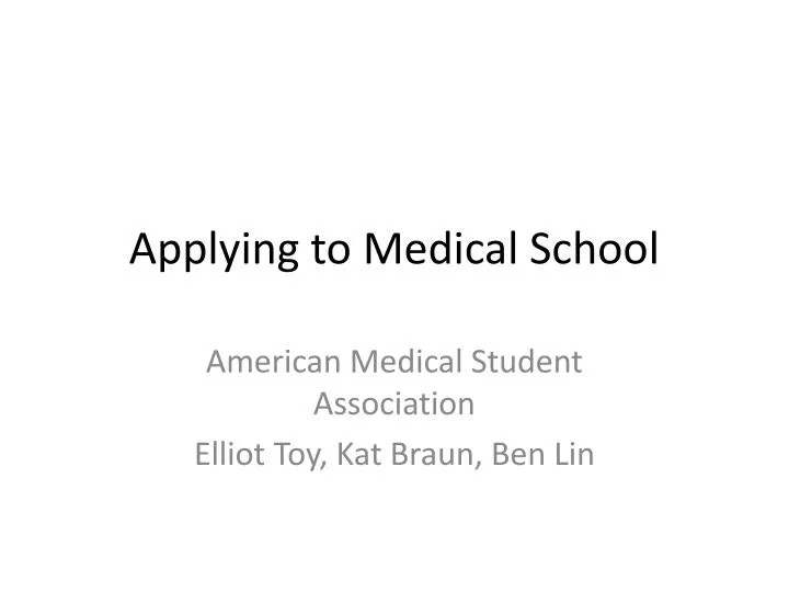 applying to medical school