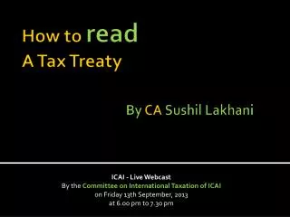 How to read A Tax Treaty