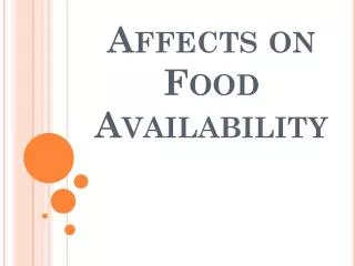 Affects on Food Availability