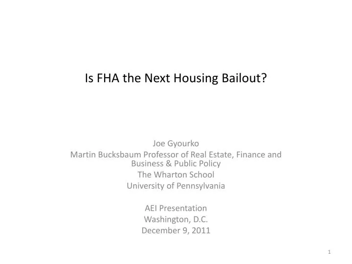 is fha the next housing bailout