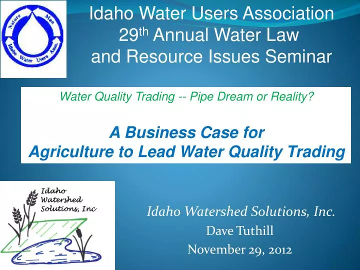 idaho watershed solutions inc dave tuthill november 29 2012