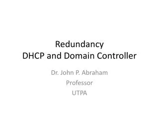 Redundancy DHCP and Domain Controller