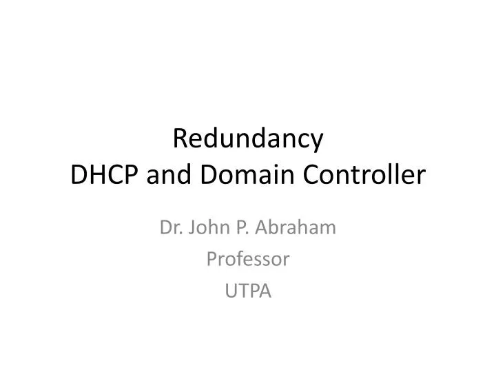 redundancy dhcp and domain controller