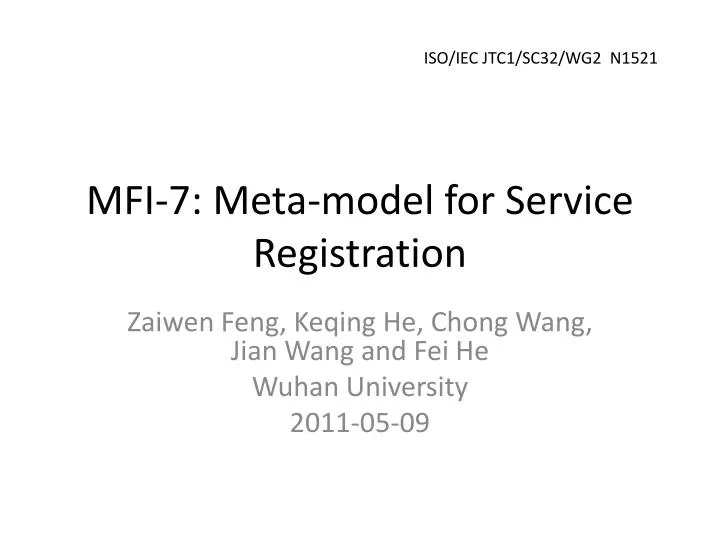 mfi 7 meta model for service registration