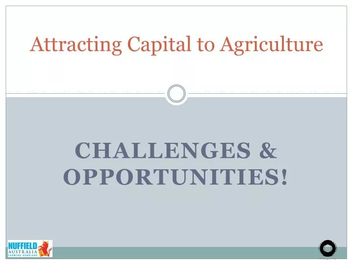 attracting capital to agriculture