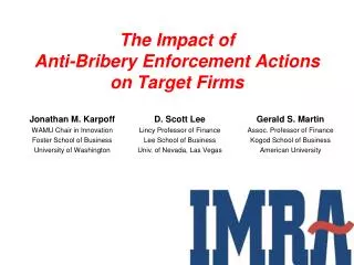 The Impact of Anti -Bribery Enforcement Actions on Target Firms