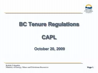 BC Tenure Regulations CAPL