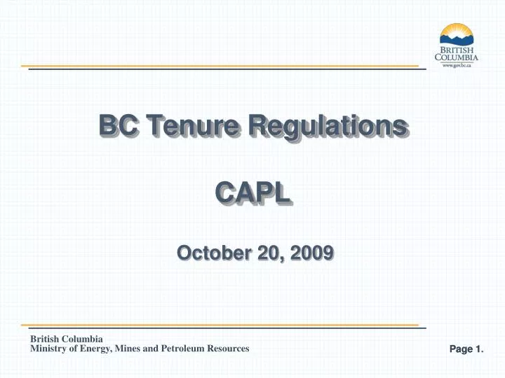 bc tenure regulations capl