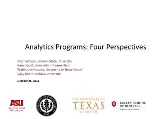 Analytics Programs: Four Perspectives