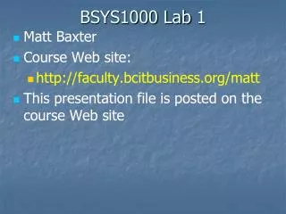 BSYS1000 Lab 1