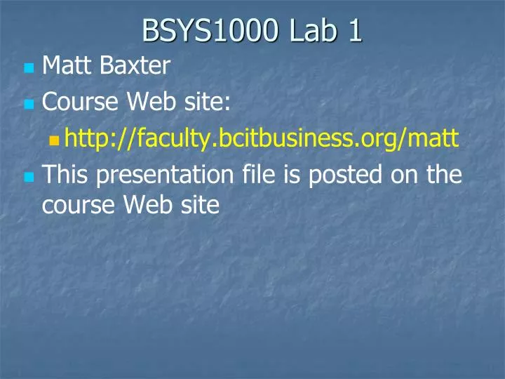 bsys1000 lab 1