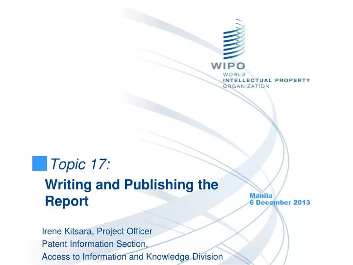 topic 17 writing and publishing the report