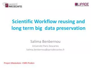 Scientific Workflow reusing and long term big data preservation
