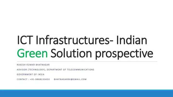 ict infrastructures indian green solution prospective