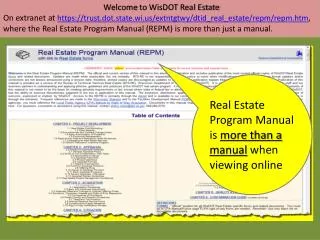 Welcome to WisDOT Real Estate