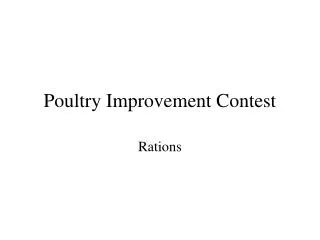 Poultry Improvement Contest