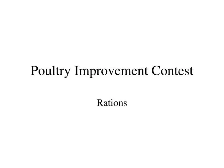 poultry improvement contest