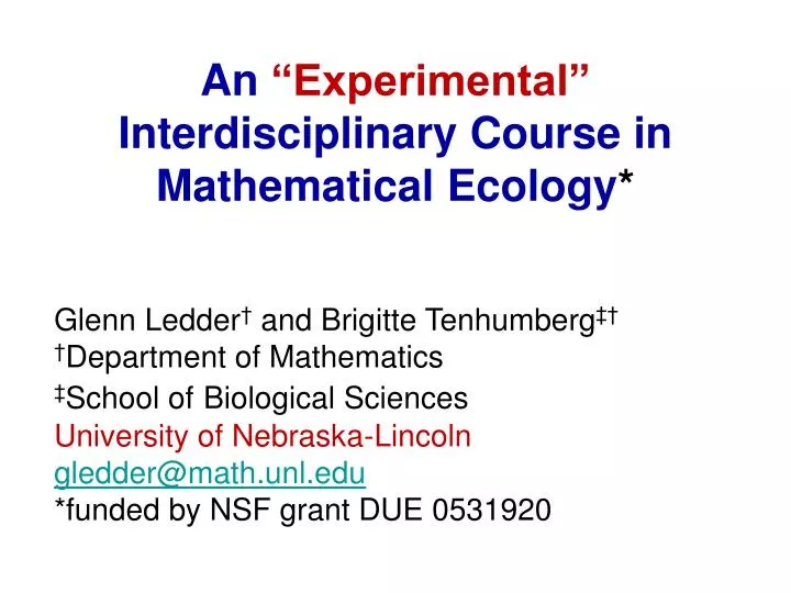 an experimental interdisciplinary course in mathematical ecology