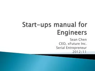Start-ups manual for Engineers